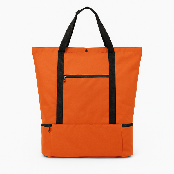 Beach Tote with Insulated Compartment and Mesh Design - Image 2