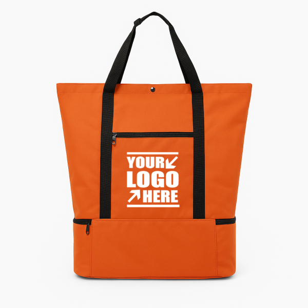 Beach Tote with Insulated Compartment and Mesh Design